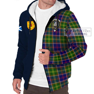 Dalrymple Tartan Sherpa Hoodie Alba with Scottish Lion Royal Arm Half Style - Tartan Vibes Clothing