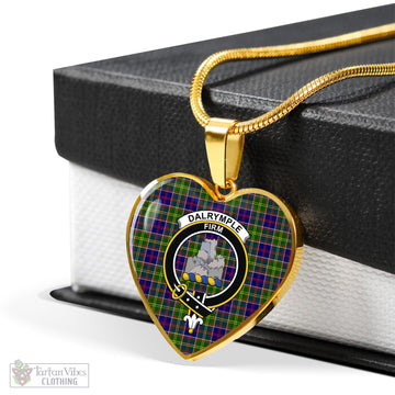 Dalrymple Tartan Heart Necklace with Family Crest - Tartan Vibes Clothing