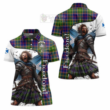 Dalrymple Crest Tartan Women's Polo Shirt Inspired by the Freedom of Scottish Warrior