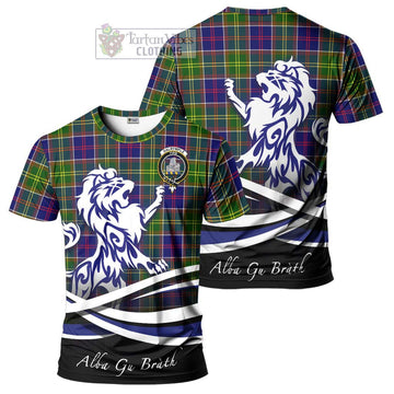 Dalrymple Tartan Cotton T-shirt with Alba Gu Brath Regal Lion Emblem