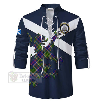 Dalrymple Tartan Lion Rampant Ghillie Kilt Shirt Proudly Display Your Heritage with Alba Gu Brath and Clan Name - Tartan Vibes Clothing