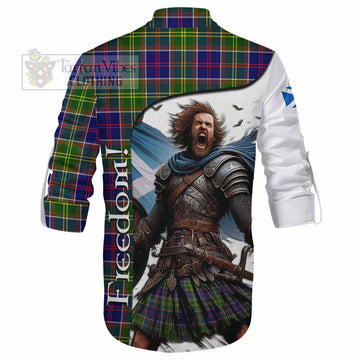 Dalrymple Crest Tartan Ghillie Kilt Shirt Inspired by the Freedom of Scottish Warrior