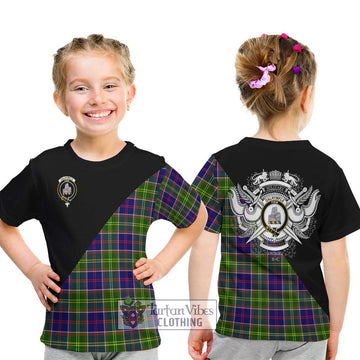 Dalrymple Tartan Kid T-Shirt with Family Crest and Military Logo Style - Tartan Vibes Clothing