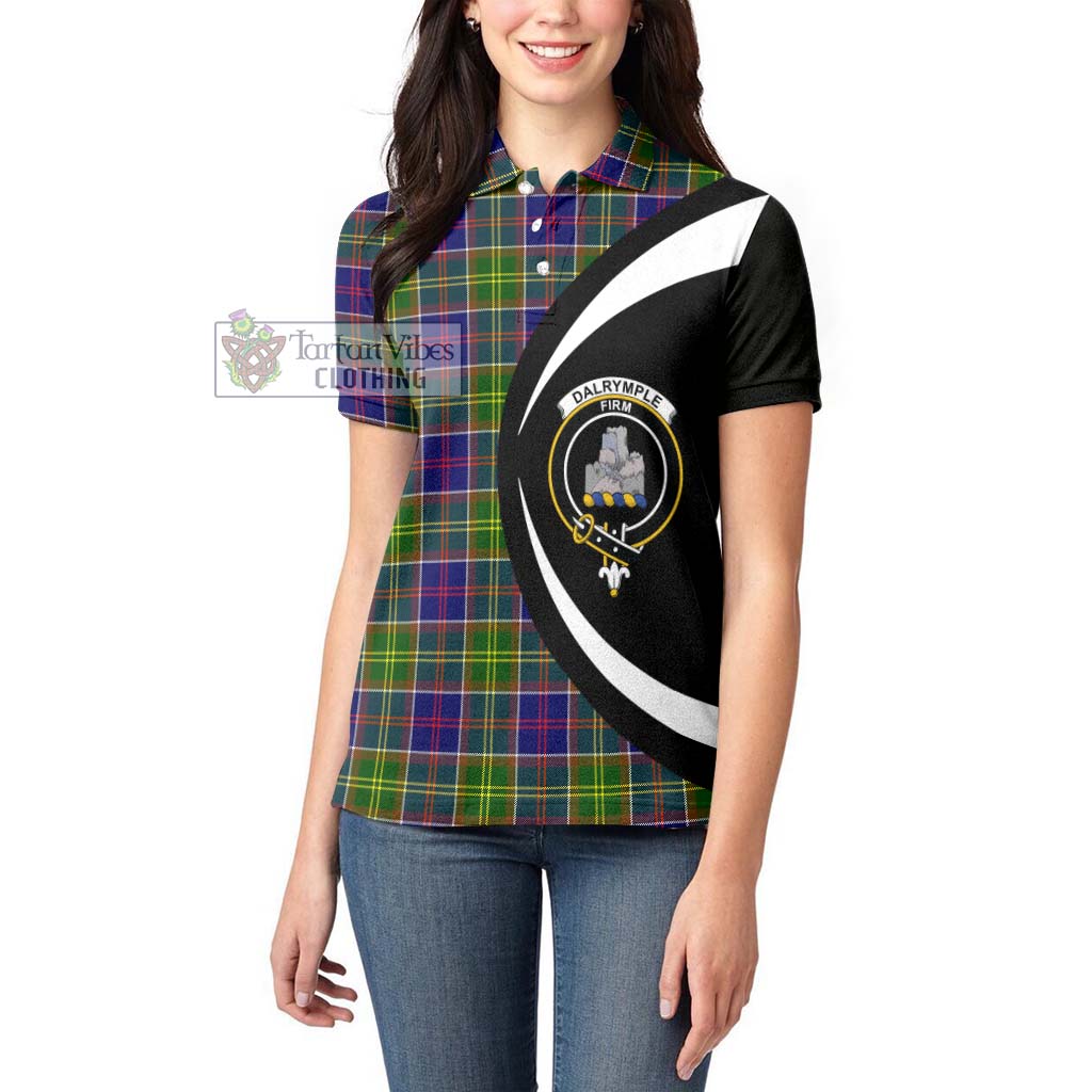 Dalrymple Tartan Women's Polo Shirt with Family Crest Circle Style - Tartan Vibes Clothing