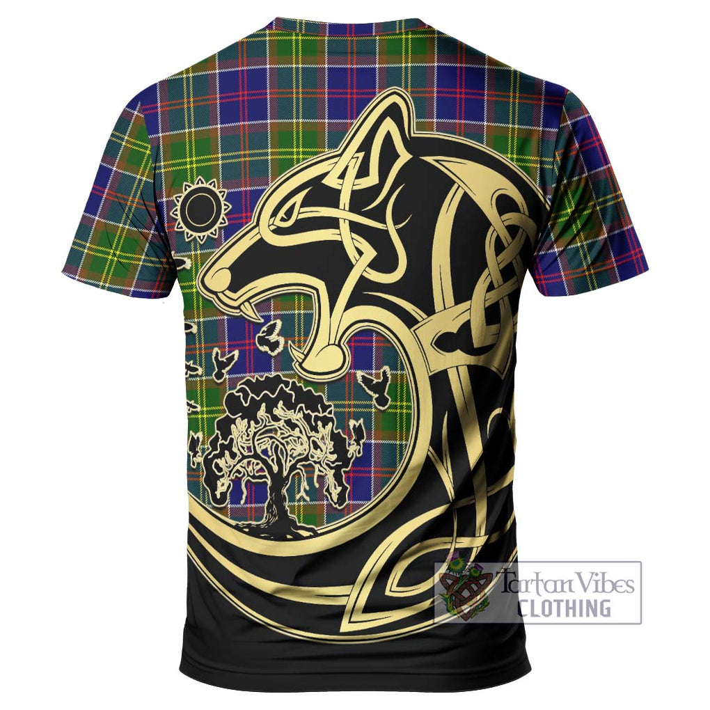 Dalrymple Tartan T-Shirt with Family Crest Celtic Wolf Style - Tartan Vibes Clothing