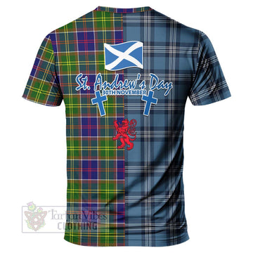 Dalrymple Tartan T-Shirt Happy St. Andrew's Day Half Tartan Style - Tartan Vibes Clothing