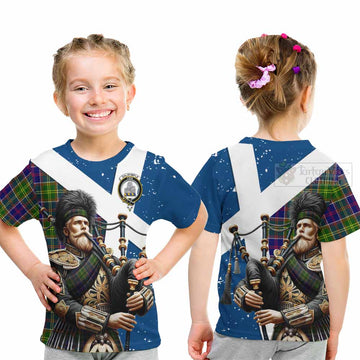 Dalrymple Tartan Kid T-Shirt with Family Crest Scottish Bagpiper Vibes - Tartan Vibes Clothing