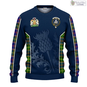 Dalrymple Tartan Knitted Sweatshirt with Family Crest and Scottish Thistle Vibes Sport Style