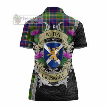 Dalrymple Tartan Family Crest Women's Polo Shirt Lion Rampant Royal Thistle Shield Celtic Inspired - Tartan Vibes Clothing