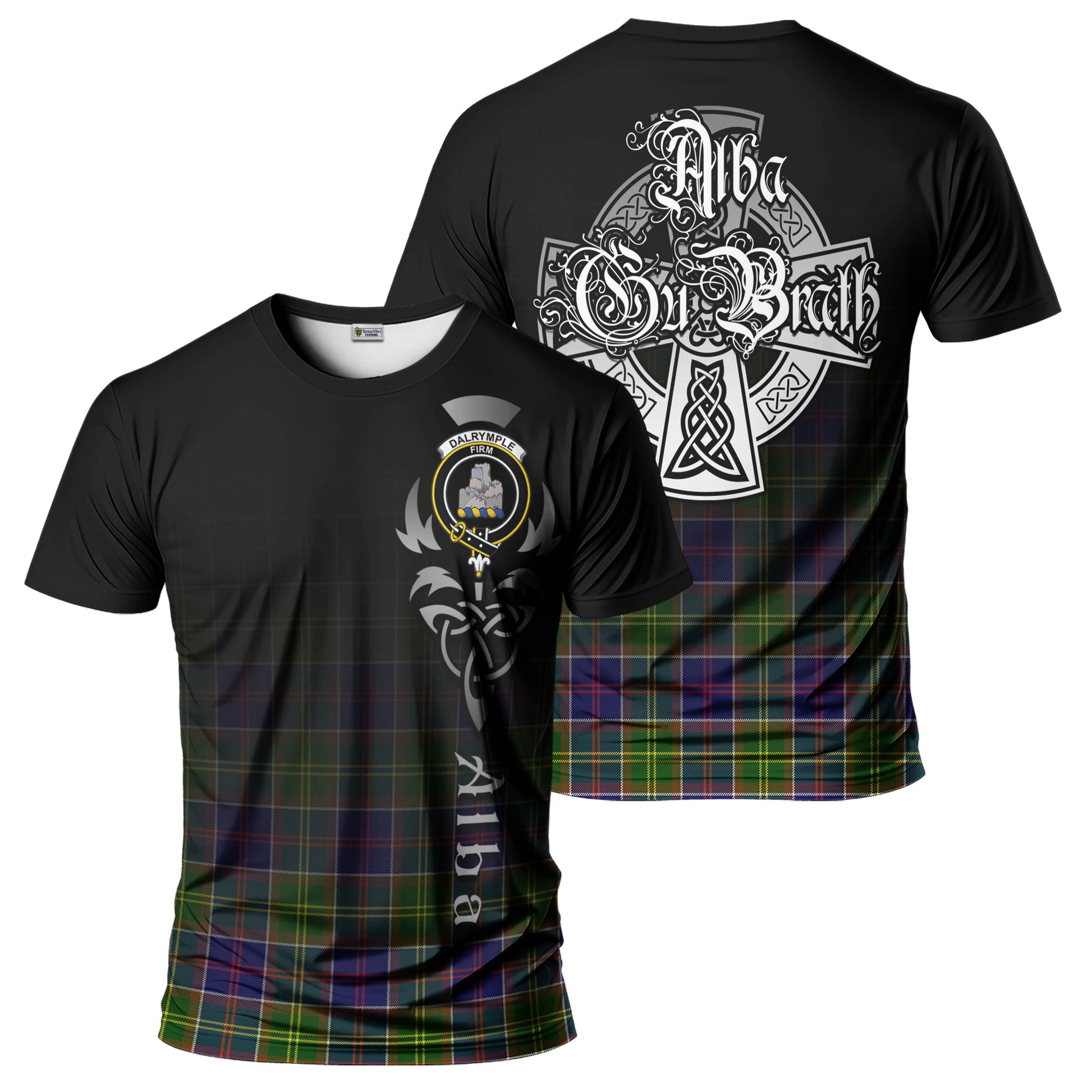 Dalrymple Tartan T-Shirt Featuring Alba Gu Brath Family Crest Celtic Inspired - Tartan Vibes Clothing