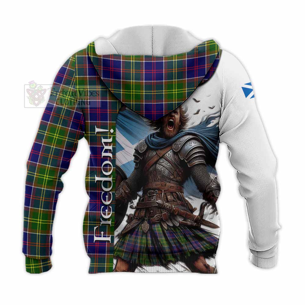 Tartan Vibes Clothing Dalrymple Crest Tartan Knitted Hoodie Inspired by the Freedom of Scottish Warrior