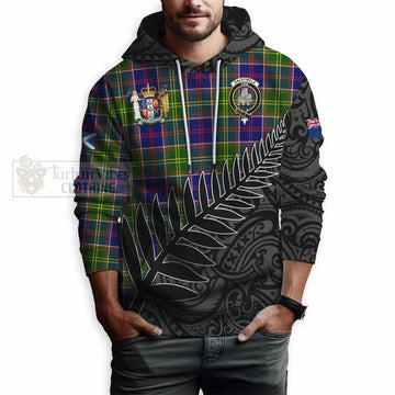 Dalrymple Crest Tartan Hoodie with New Zealand Silver Fern Half Style