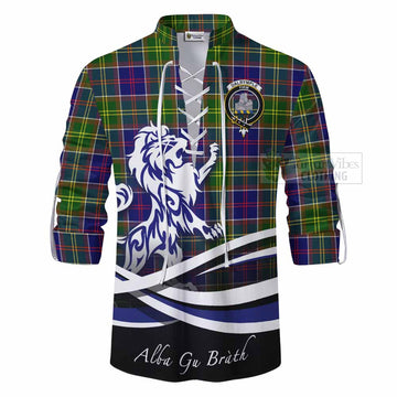 Dalrymple Tartan Ghillie Kilt Shirt with Alba Gu Brath Regal Lion Emblem - Tartan Vibes Clothing