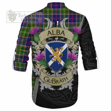 Dalrymple Tartan Family Crest Ghillie Kilt Shirt Lion Rampant Royal Thistle Shield Celtic Inspired - Tartan Vibes Clothing