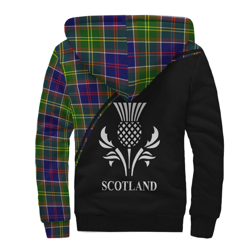 Dalrymple Tartan Sherpa Hoodie with Family Crest Curve Style - Tartan Vibes Clothing