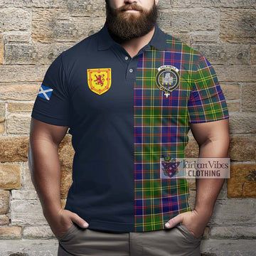 Dalrymple Tartan Polo Shirt Alba with Scottish Lion Royal Arm Half Style - Tartan Vibes Clothing
