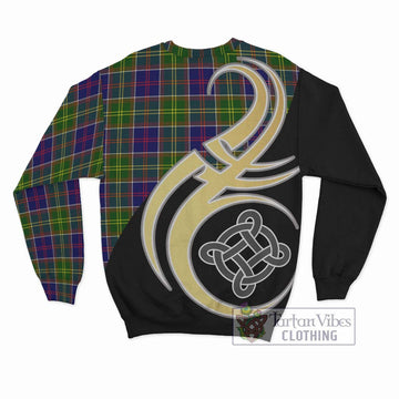Dalrymple Tartan Sweatshirt with Family Crest and Celtic Symbol Style - Tartan Vibes Clothing