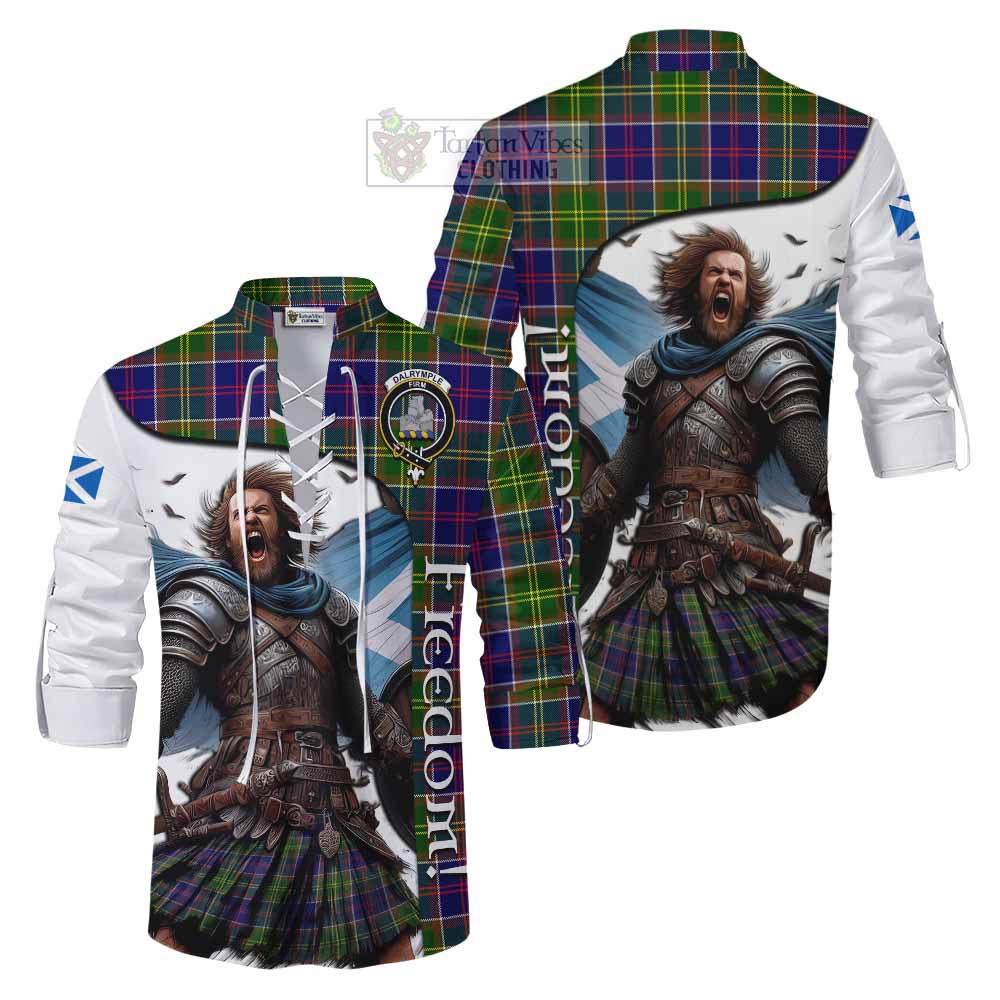 Tartan Vibes Clothing Dalrymple Crest Tartan Ghillie Kilt Shirt Inspired by the Freedom of Scottish Warrior