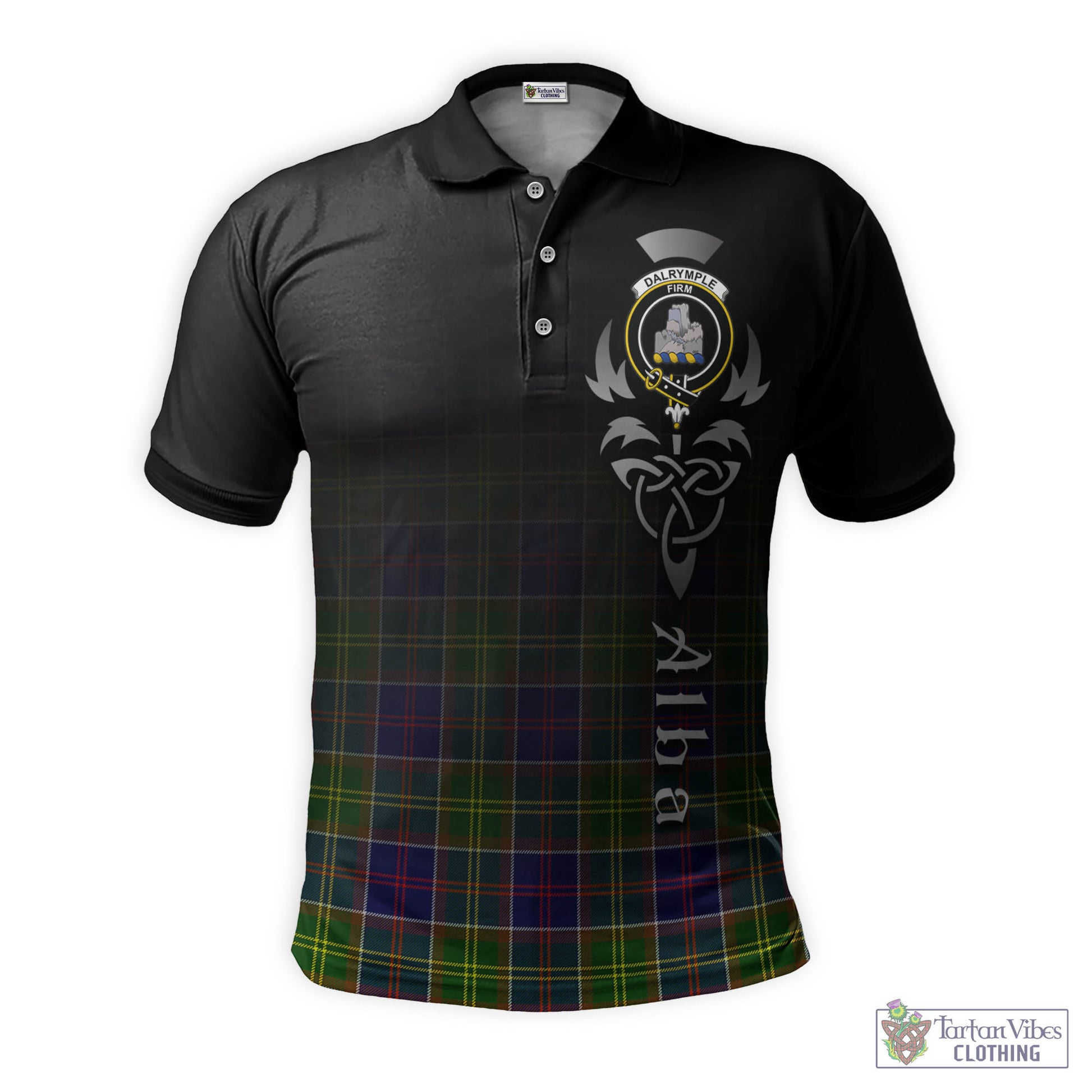 Dalrymple Tartan Polo Shirt Featuring Alba Gu Brath Family Crest Celtic Inspired - Tartan Vibes Clothing