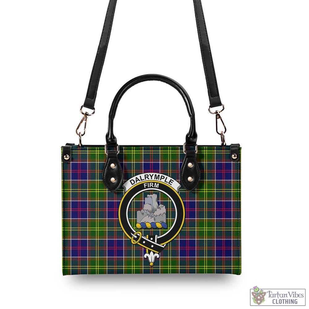 Dalrymple Tartan Luxury Leather Handbags with Family Crest - Tartan Vibes Clothing