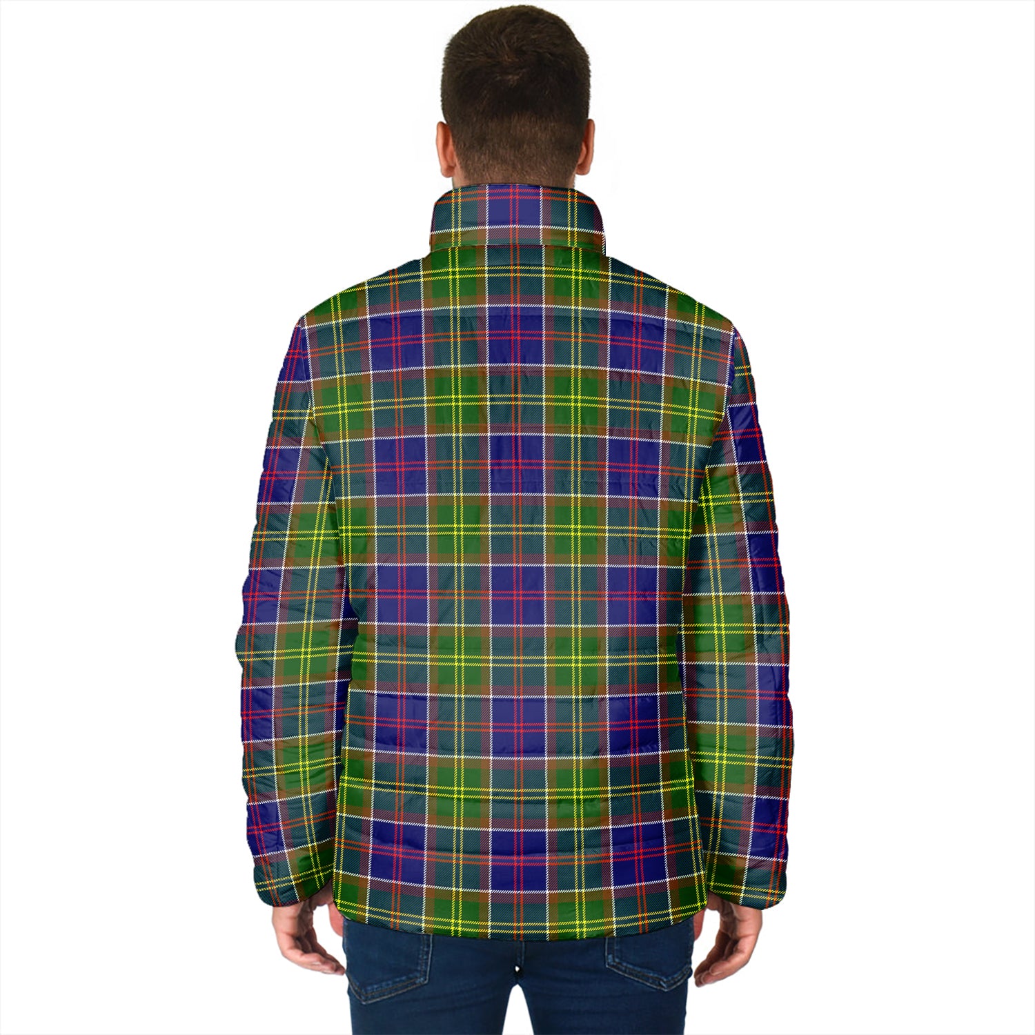Dalrymple Tartan Padded Jacket with Family Crest - Tartan Vibes Clothing