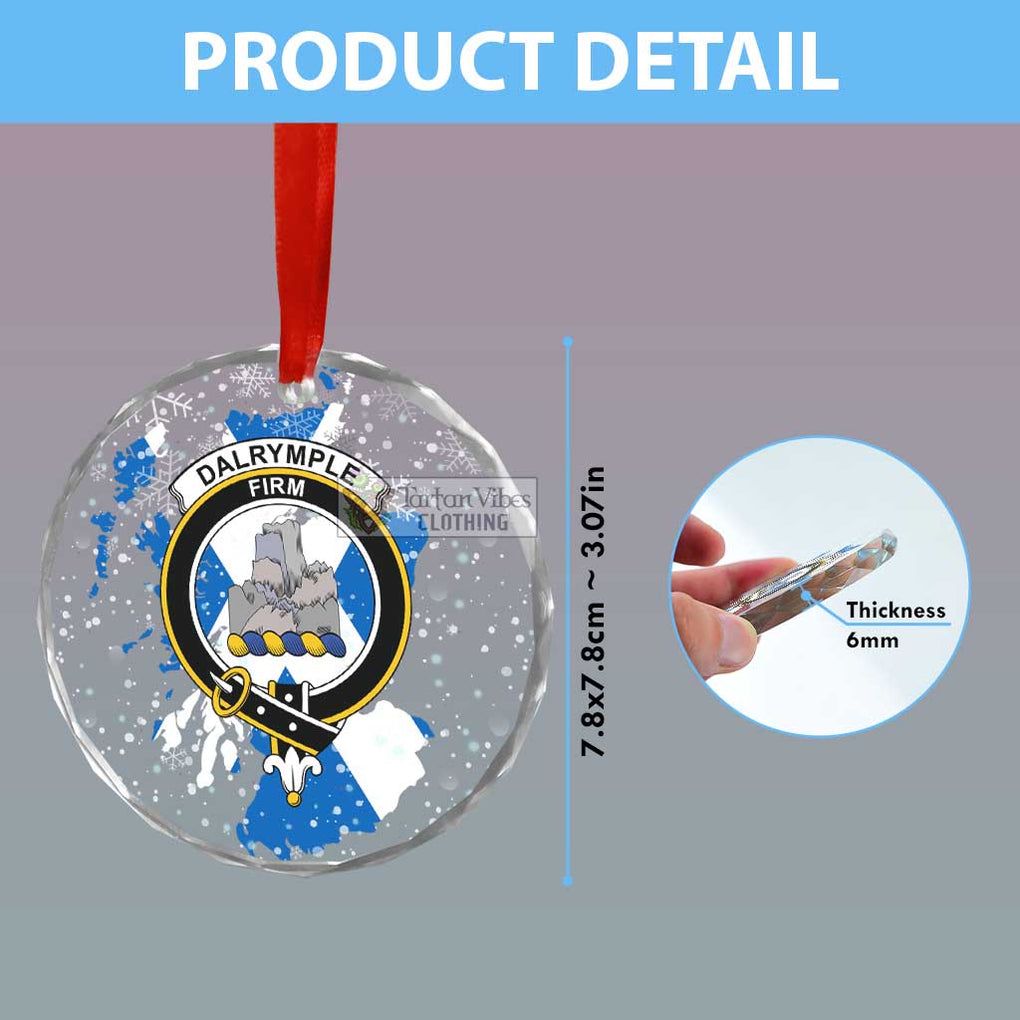 Tartan Vibes Clothing Dalrymple Clan Crest Christmas Glass Ornament with Scotland Map