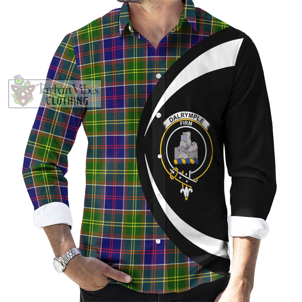 Dalrymple Tartan Long Sleeve Button Up with Family Crest Circle Style - Tartan Vibes Clothing
