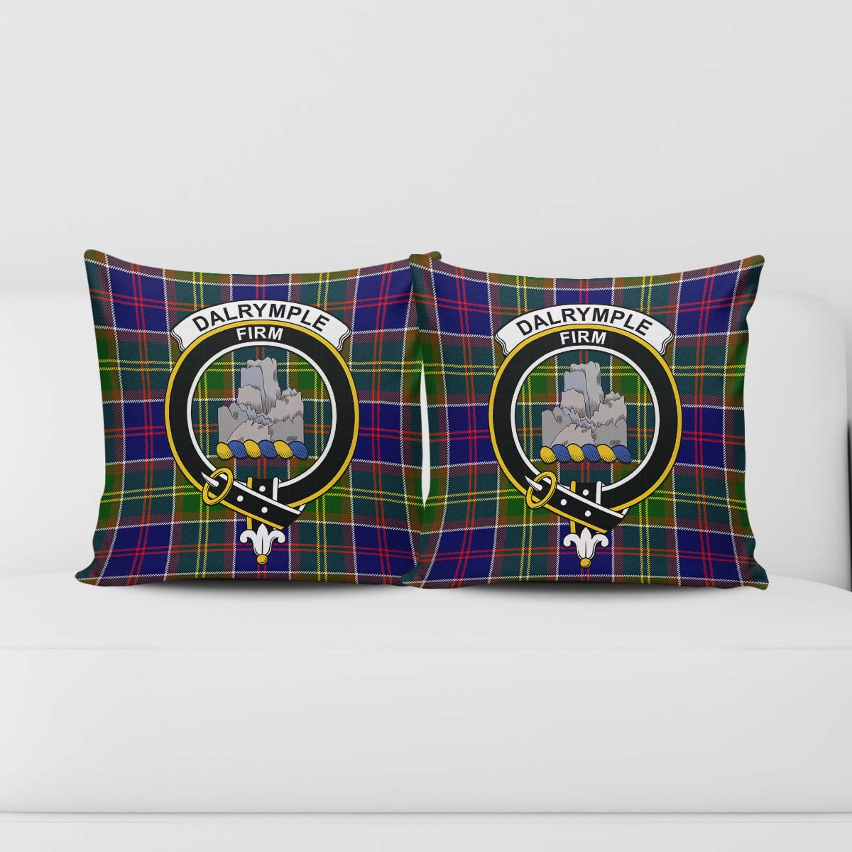 Dalrymple Tartan Pillow Cover with Family Crest - Tartan Vibes Clothing