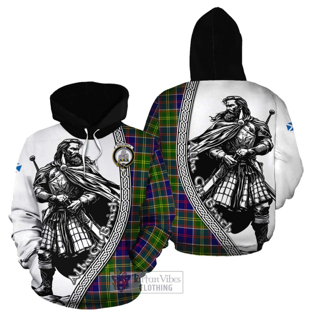 Dalrymple Tartan Clan Crest Cotton Hoodie with Highlander Warrior Celtic Style Zip Hoodie - Tartan Vibes Clothing