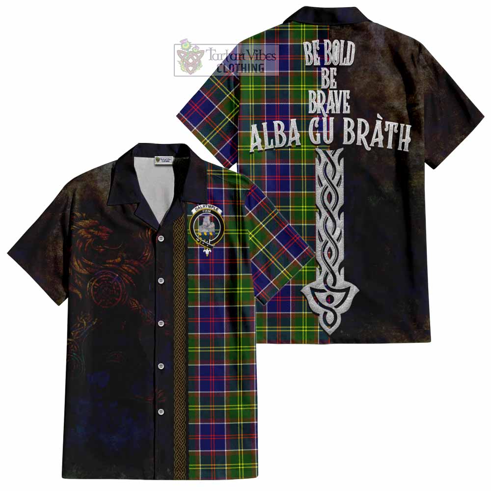 Dalrymple Tartan Family Crest Hawaiian Shirt Alba Gu Brath Be Brave Lion Ancient Style - Tartan Vibes Clothing