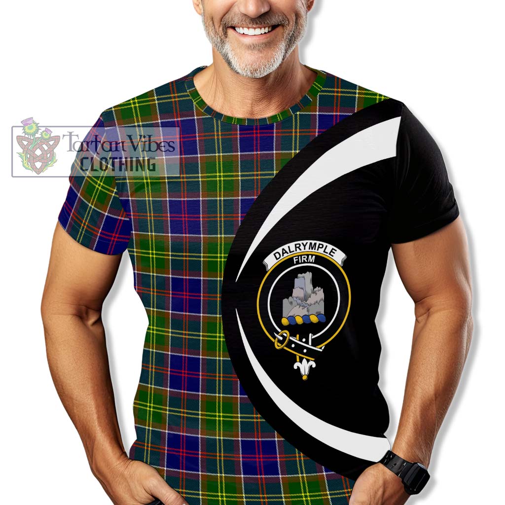 Dalrymple Tartan T-Shirt with Family Crest Circle Style - Tartan Vibes Clothing