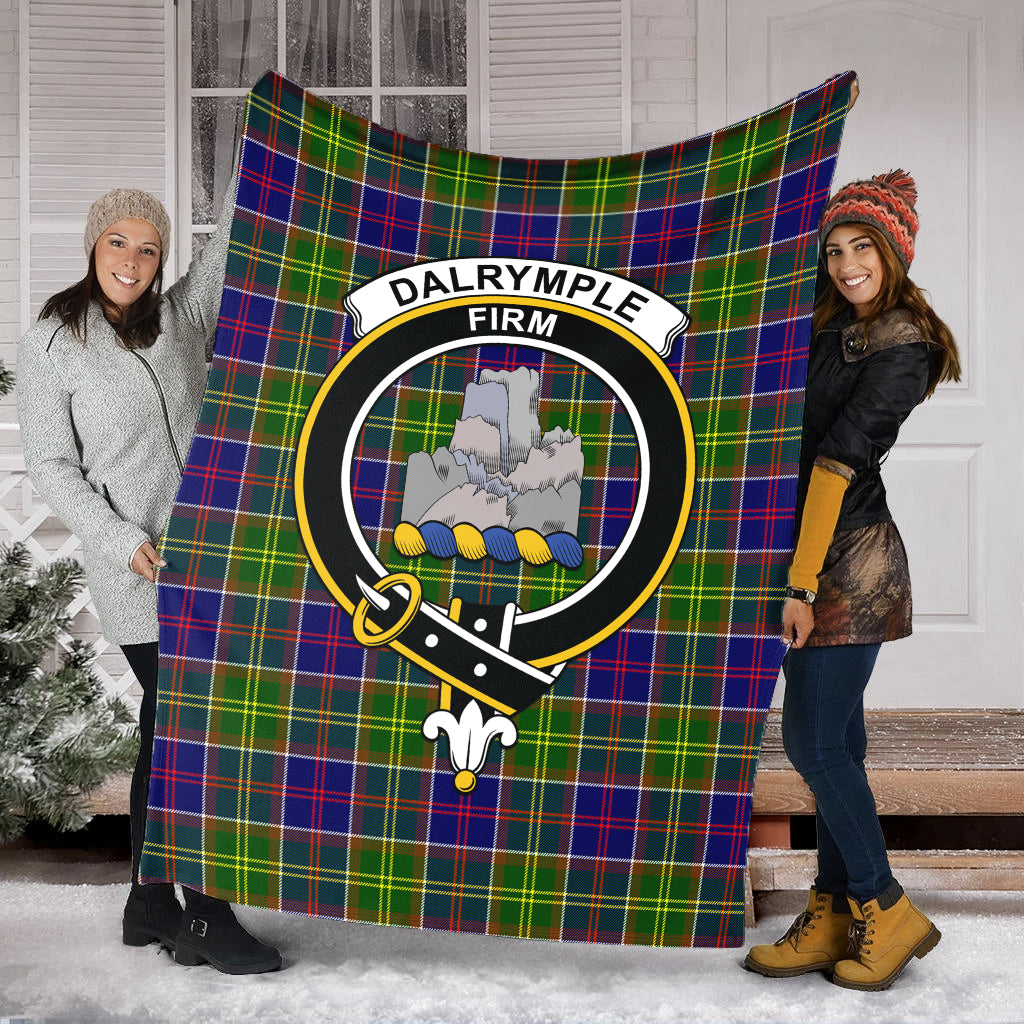 Dalrymple Tartan Crest Premium Quilt - Gold Thistle Style