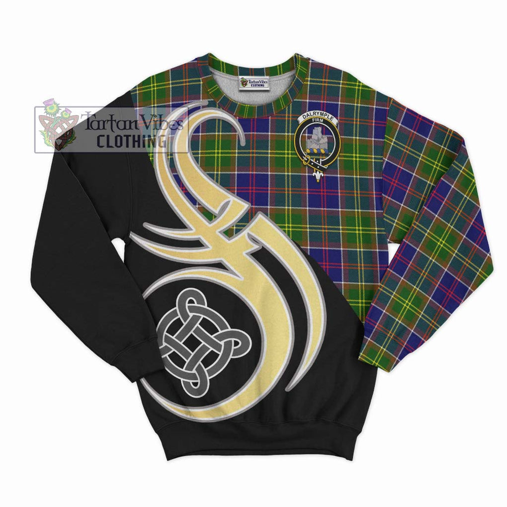 Dalrymple Tartan Sweatshirt with Family Crest and Celtic Symbol Style - Tartan Vibes Clothing