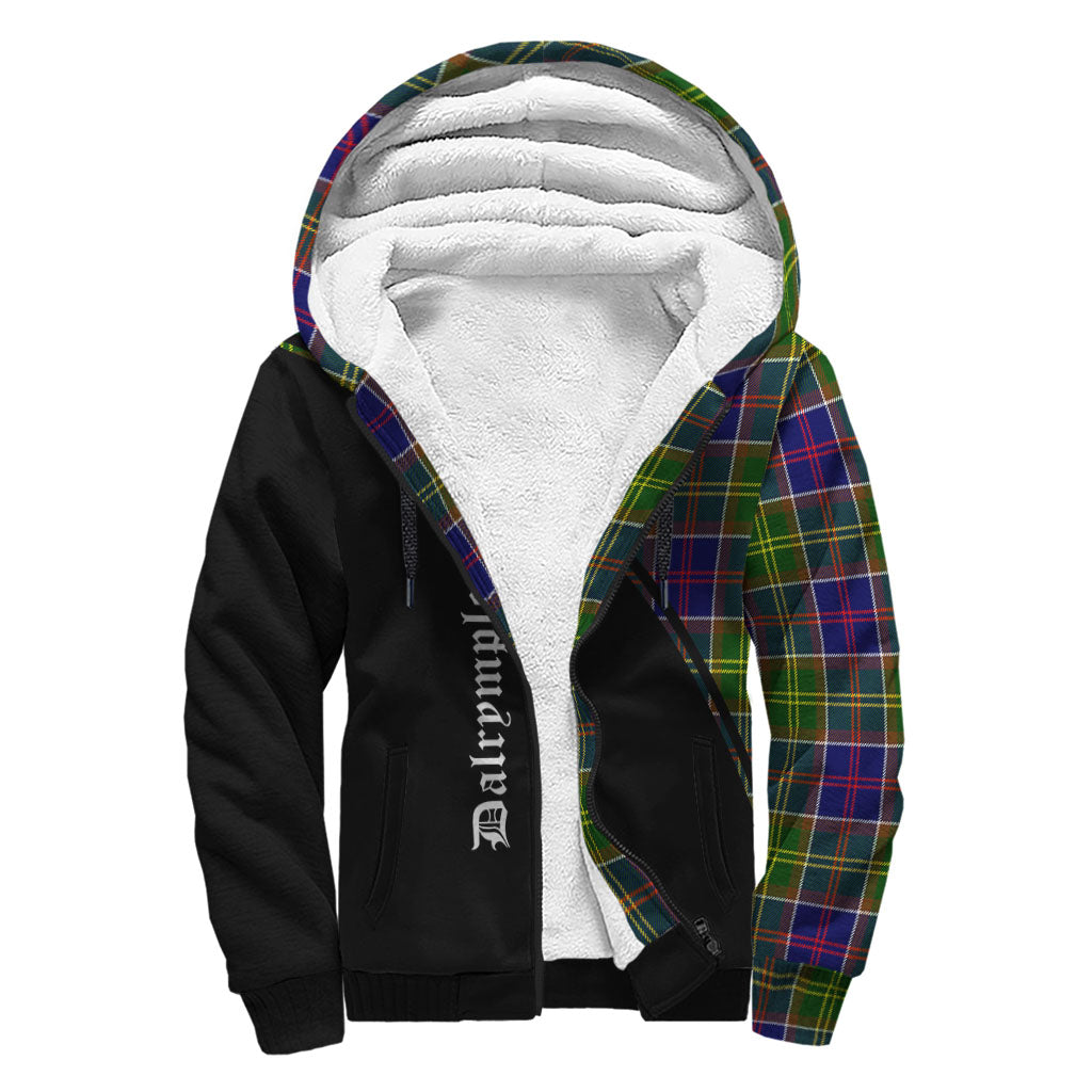 Dalrymple Tartan Sherpa Hoodie with Family Crest Curve Style - Tartan Vibes Clothing