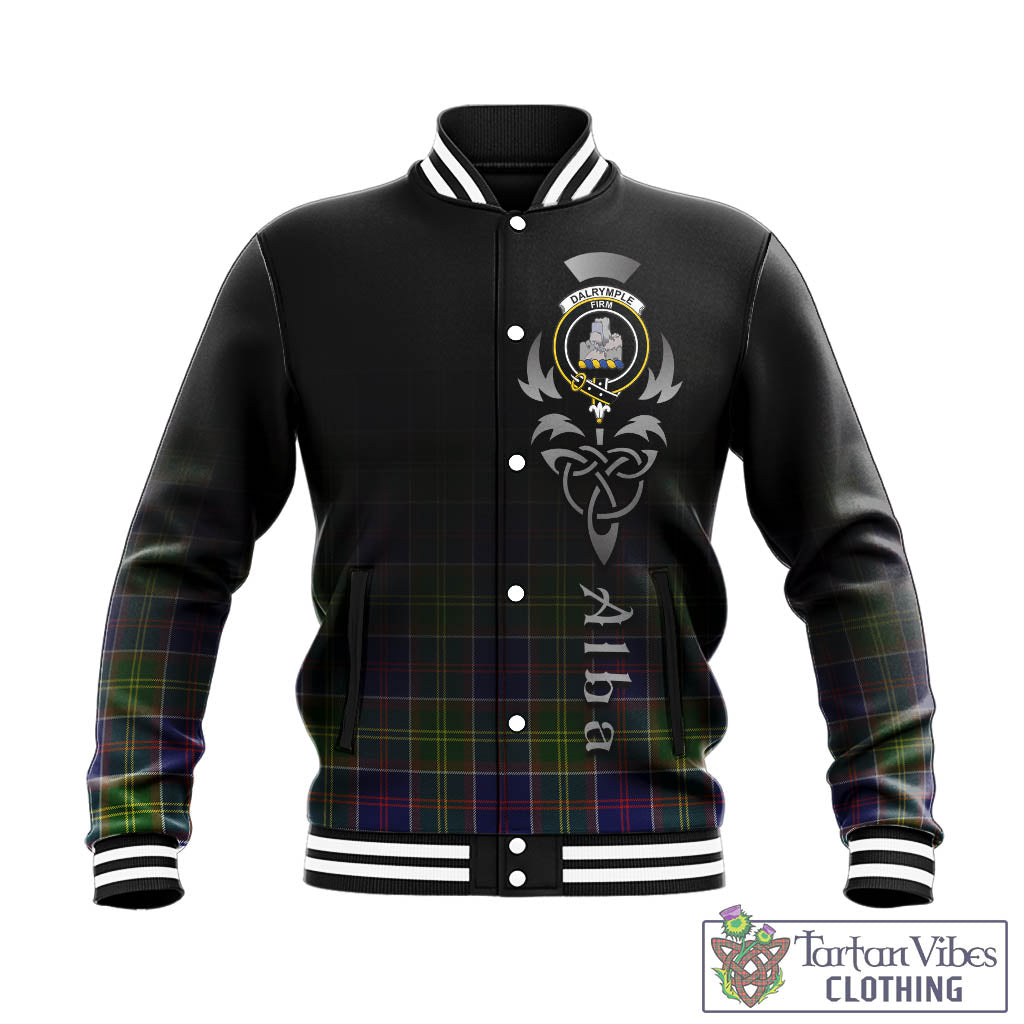 Dalrymple Tartan Baseball Jacket Featuring Alba Gu Brath Family Crest Celtic Inspired - Tartan Vibes Clothing