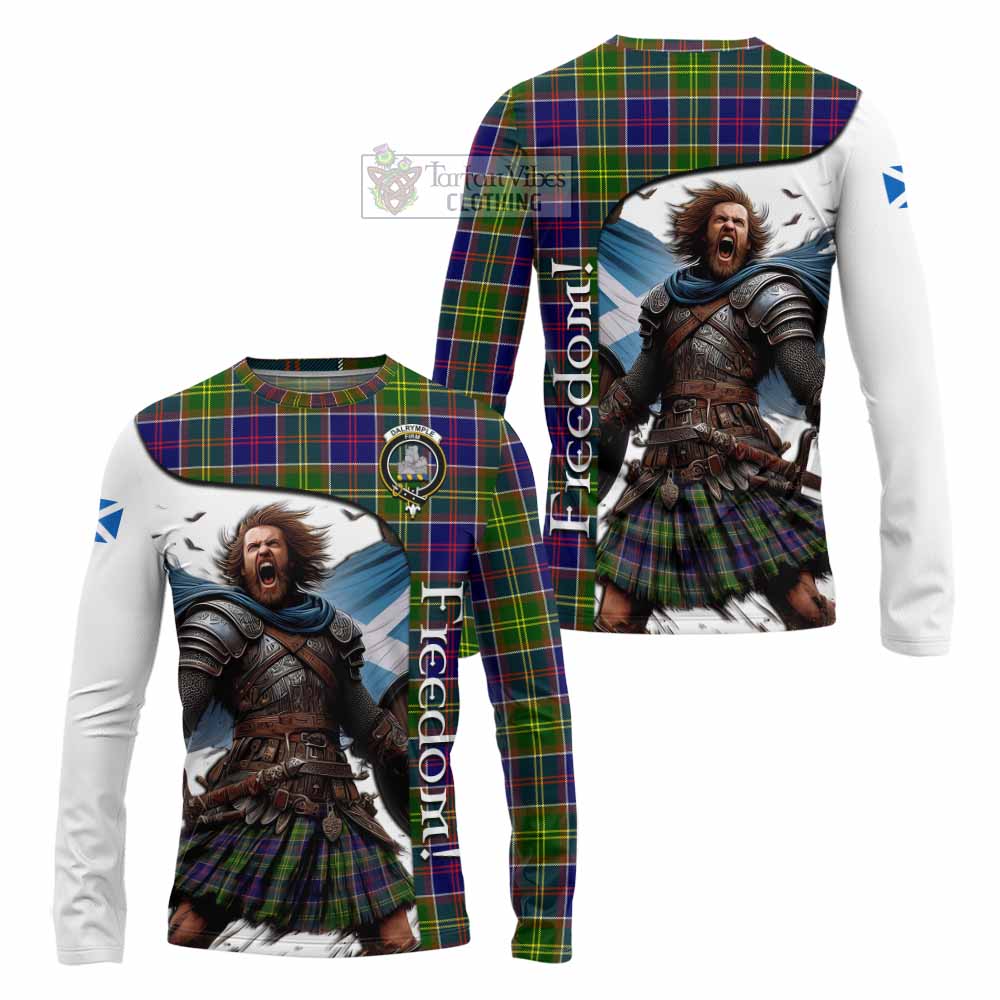 Tartan Vibes Clothing Dalrymple Crest Tartan Long Sleeve T-Shirt Inspired by the Freedom of Scottish Warrior