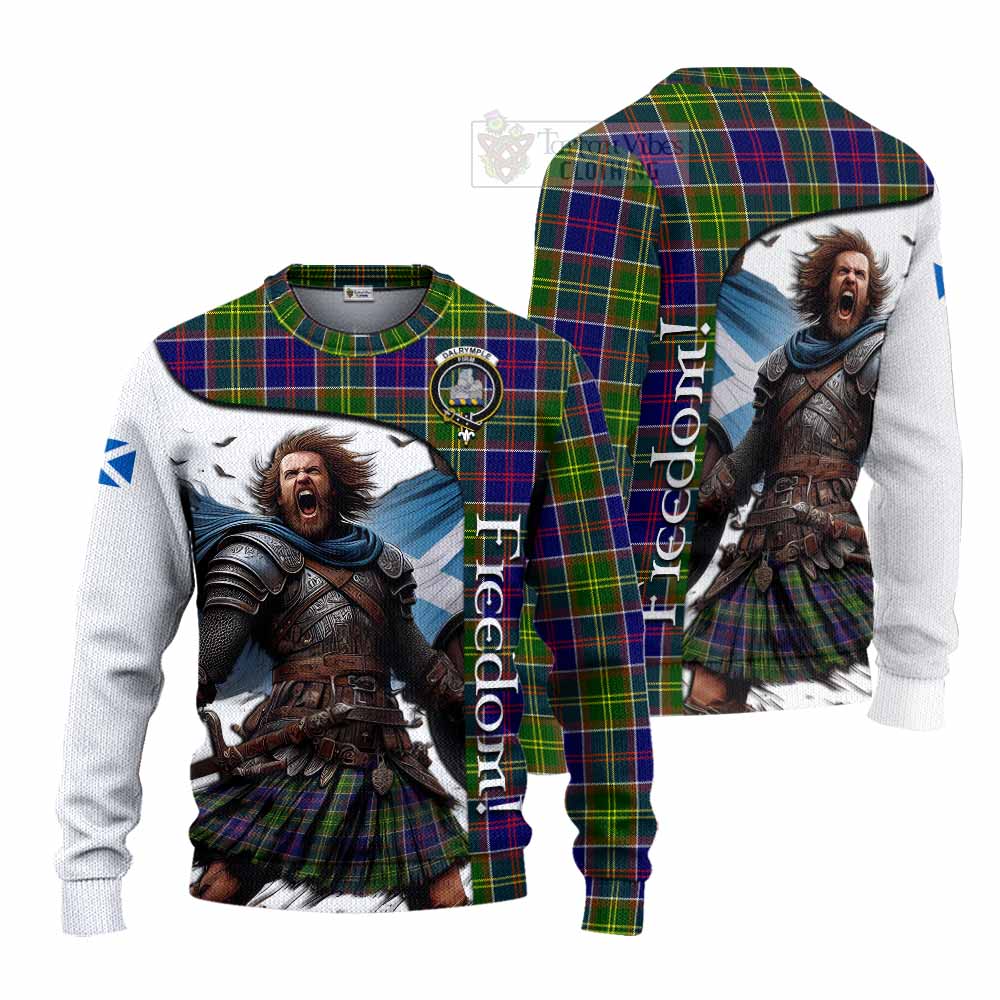Tartan Vibes Clothing Dalrymple Crest Tartan Knitted Sweater Inspired by the Freedom of Scottish Warrior