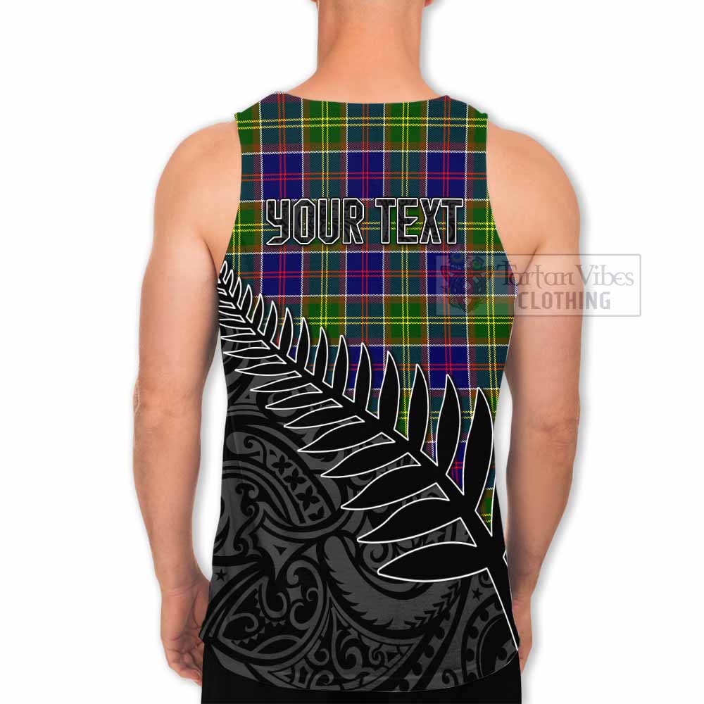 Tartan Vibes Clothing Dalrymple Crest Tartan Men's Tank Top with New Zealand Silver Fern Half Style