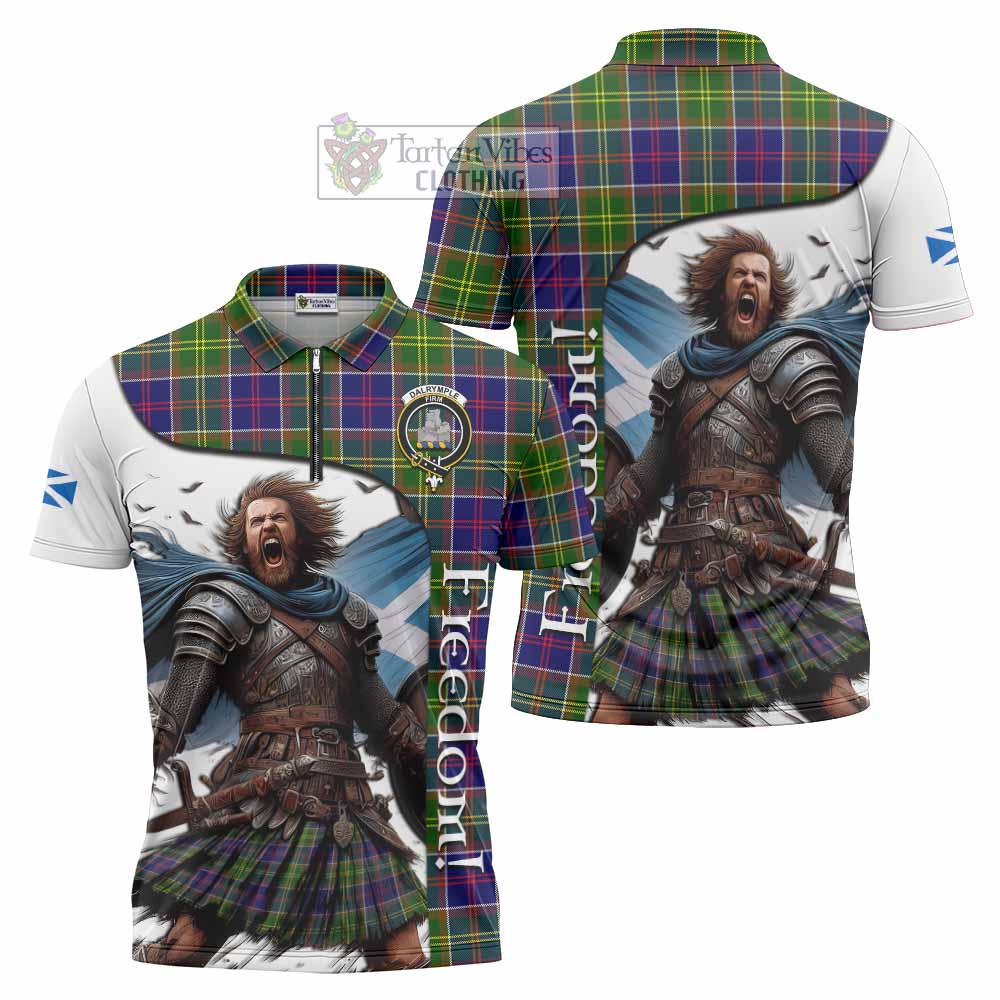 Tartan Vibes Clothing Dalrymple Crest Tartan Zipper Polo Shirt Inspired by the Freedom of Scottish Warrior