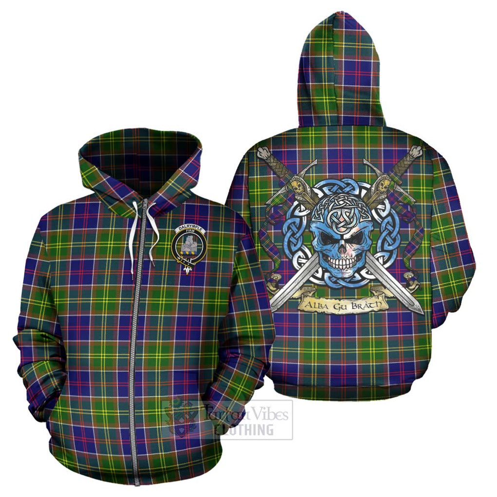 Dalrymple Tartan Hoodie with Family Crest Celtic Skull Style - Tartan Vibes Clothing