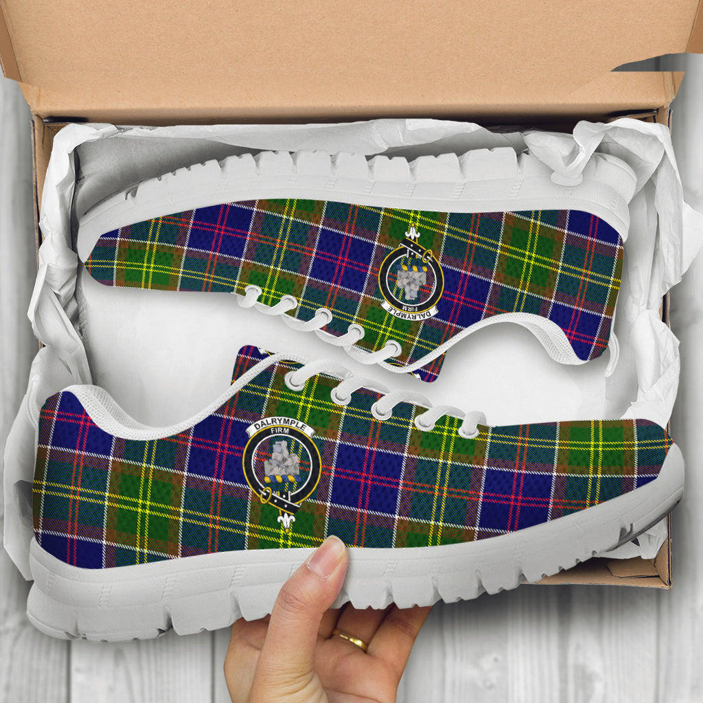 Dalrymple Tartan Sneakers with Family Crest - Tartan Vibes Clothing