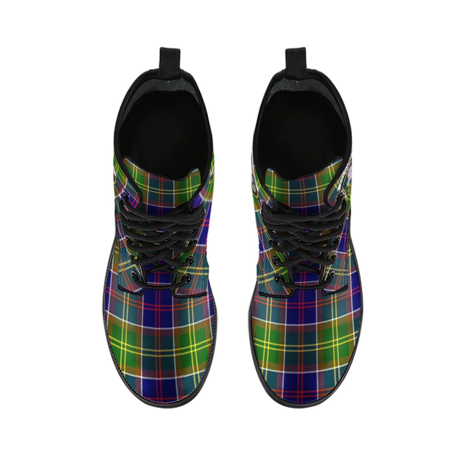 Dalrymple Tartan Leather Boots with Family Crest - Tartan Vibes Clothing