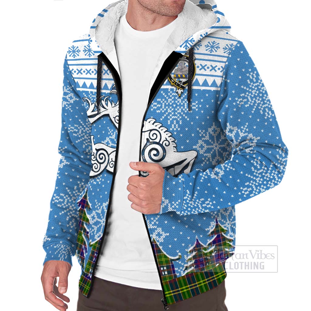 Tartan Vibes Clothing Dalrymple Clan Christmas Sherpa Hoodie Celtic Reindeer Style