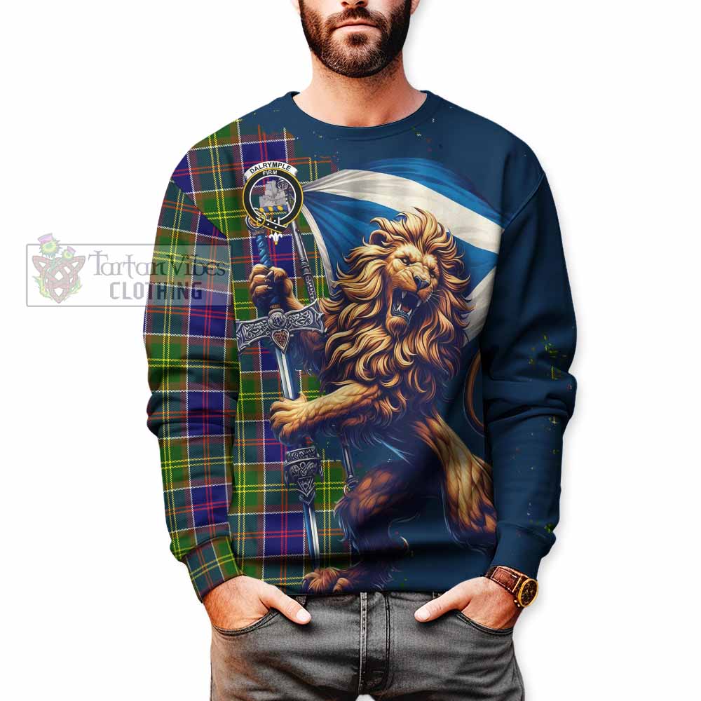 Dalrymple Tartan Family Crest Sweatshirt with Scottish Majestic Lion - Tartan Vibes Clothing