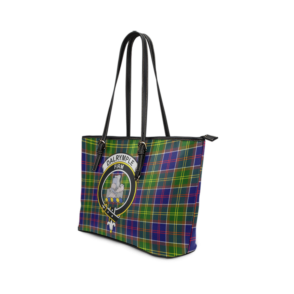 Dalrymple Tartan Leather Tote Bag with Family Crest - Tartan Vibes Clothing