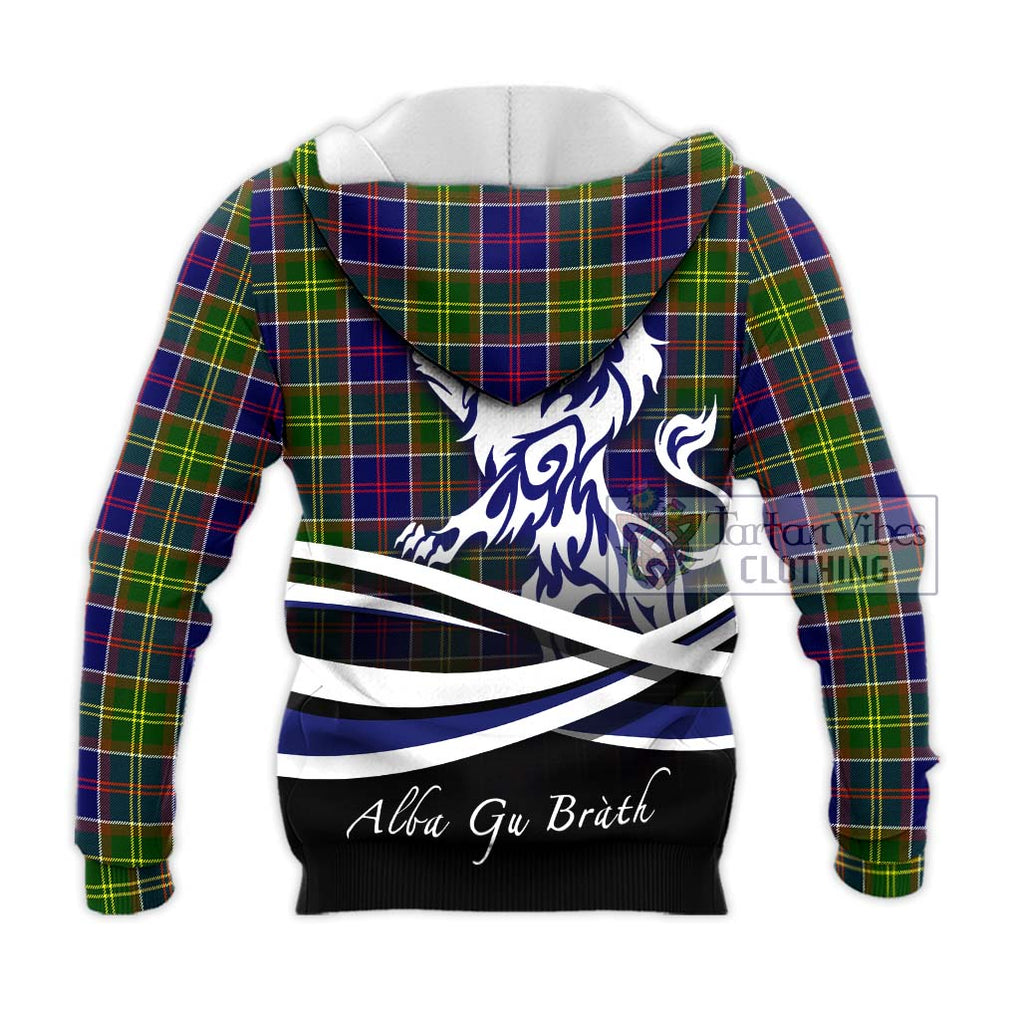 Dalrymple Tartan Knitted Hoodie with Alba Gu Brath Regal Lion Emblem - Tartan Vibes Clothing