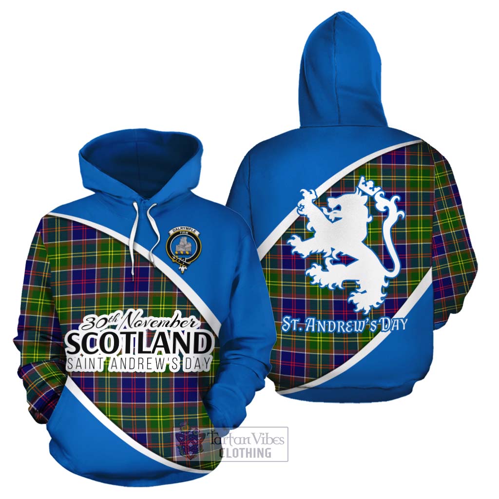 Tartan Vibes Clothing Dalrymple Family Crest Tartan Cotton Hoodie Celebrate Saint Andrew's Day in Style