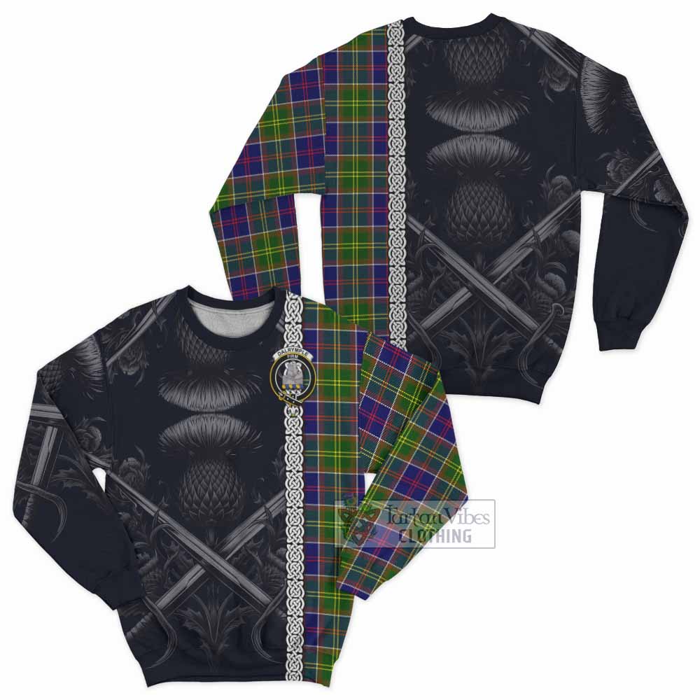 Dalrymple Tartan Sweatshirt with Family Crest Cross Sword Thistle Celtic Vibes - Tartan Vibes Clothing