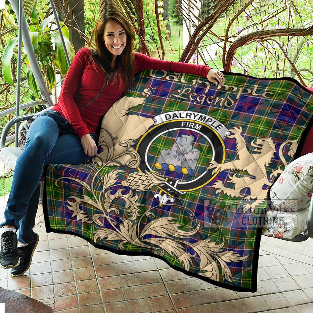 Tartan Vibes Clothing Dalrymple Tartan Quilt with Family Crest and Scottish Symbol Style