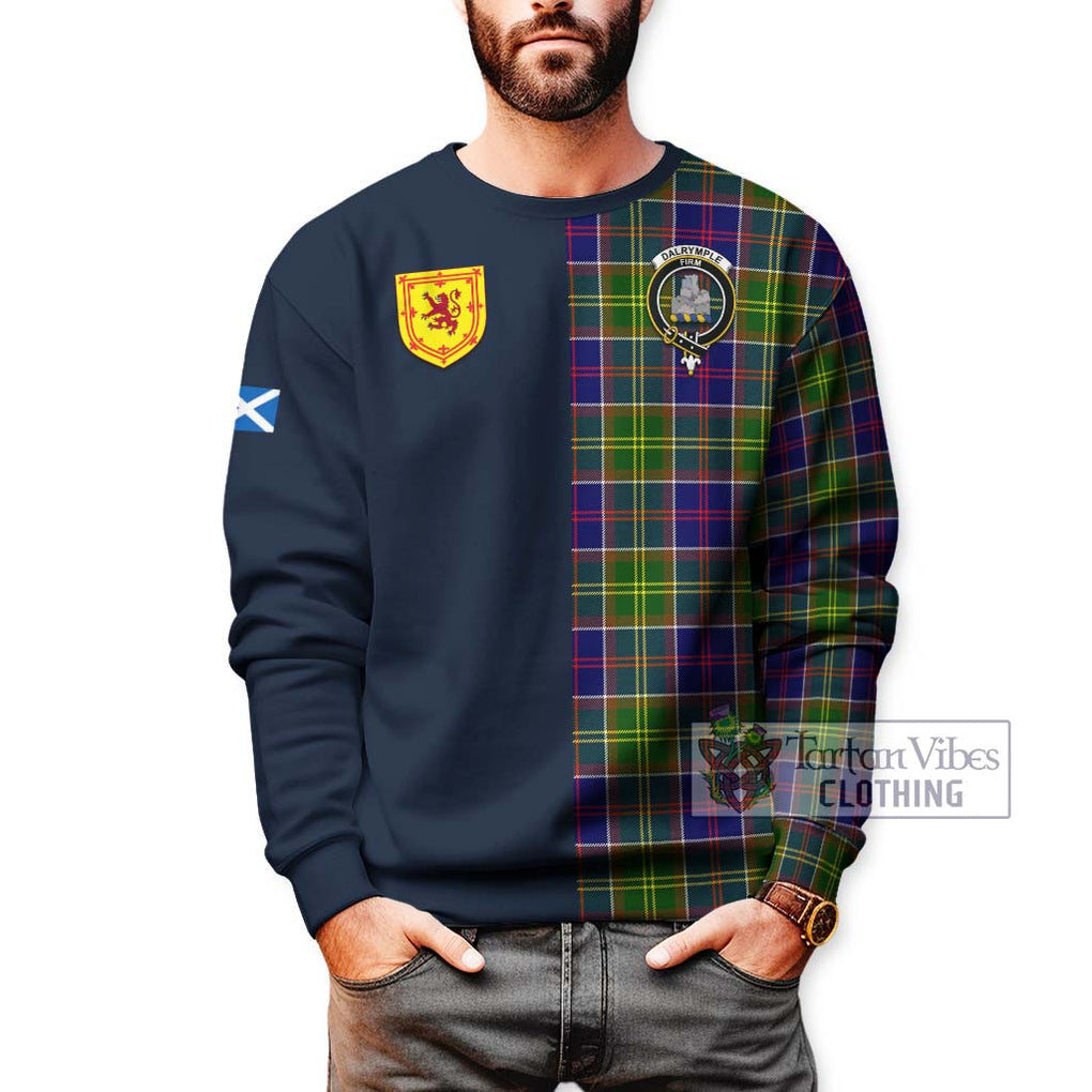 Dalrymple Tartan Sweatshirt Alba with Scottish Lion Royal Arm Half Style - Tartan Vibes Clothing